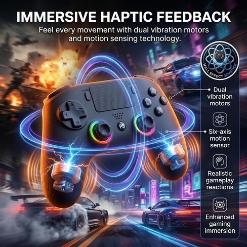 SYRIXAS Wireless Controller Compatible with PS5, Hall Effect Joysticks, RGB Light Bar, Dual Vibration, Motion Sensor, Turbo Function, Bluetooth Gamepad for PS5, PC iOS Android with Audio Jack and Remap Buttons in Saudi Arabia