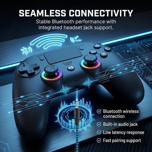 SYRIXAS Wireless Controller Compatible with PS5, Hall Effect Joysticks, RGB Light Bar, Dual Vibration, Motion Sensor, Turbo Function, Bluetooth Gamepad for PS5, PC iOS Android with Audio Jack and Remap Buttons in Saudi Arabia