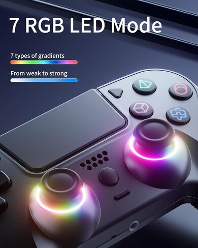 Black Wireless Controller Compatible for PS-5/Pro/Slim/PC, Gradient Color RGB mode/haptic feedback/1000 mAH battery/Motion Sensing/3.5mm Audio Jack in Kuwait