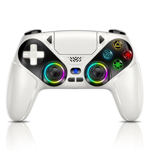 Gamrombo LED Wireless Controller for PS5, Compatible with PS5 Pro/Slim/PC, Dual Vibration, Macro/Turbo Function, 3.5mm Audio Jack, 6-Axis Motion Control Gamepad with Speaker(White) in Saudi Arabia