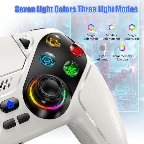 Gamrombo LED Wireless Controller for PS5, Compatible with PS5 Pro/Slim/PC, Dual Vibration, Macro/Turbo Function, 3.5mm Audio Jack, 6-Axis Motion Control Gamepad with Speaker(White) in Saudi Arabia