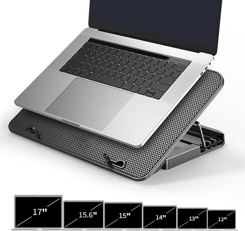 Tyenaza Laptop Cooling Pad, 12"-17" Laptop Cooler with 6 High Speed Fans, Height Adjustable Black Notebook Cooler Cooling Stand in Saudi Arabia
