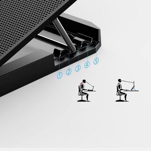 Tyenaza Laptop Cooling Pad, 12"-17" Laptop Cooler with 6 High Speed Fans, Height Adjustable Black Notebook Cooler Cooling Stand in Saudi Arabia