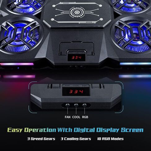 Laptop Cooling Pad with Thermoelectric Cooler and 4 Fans, Powerful Laptop Cooler, Independent Control, Multi-Gear Adjustment, RGB in Kuwait