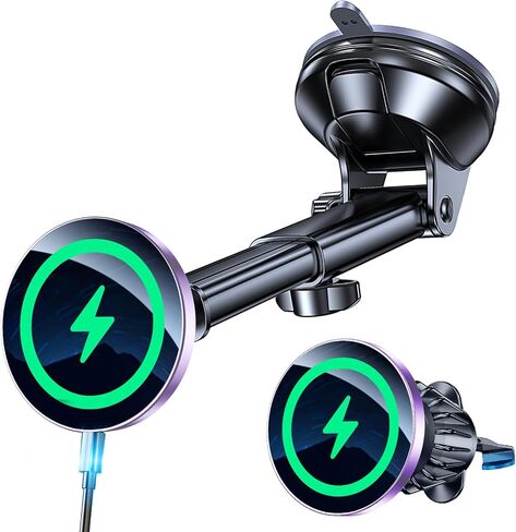 Coolpow for MagSafe Car Mount Charger【Ultra Magnet】Magnetic Phone Holders for Your Car Charger Magnetic Wireless Car Phone Holder Charger Car Accessories for Women Cell Phone Mount for iPhone 17 16 15 in Kuwait