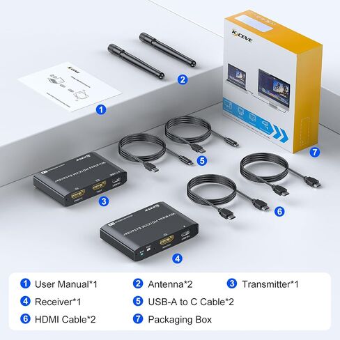 جهاز إرسال واستقبال لاسلكي KCEVE HDMI KVM بطول 200 متر/660 قدم in Kuwait