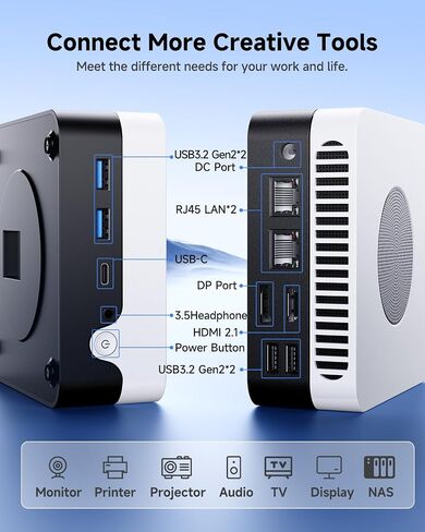 كمبيوتر صغير CHUWI LarkBox X، Intel i3-1220P (Beats i7-1185G7)، 10C/12T، بحد أقصى 4.4 جيجا هرتز، ذاكرة الوصول العشوائي 8 جيجابايت 256 جيجابايت SSD، شاشة ثلاثية 4K، كمبيوتر مكتبي صغير، HDMI، WiFi 6، BT5.2، USB 3.2، شبكة LAN مزدوجة، VESA in Kuwait