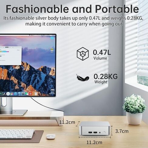 Mini PC Intel N3160(4C/4T) 8GB RAM 128GB SSD(Support 2T) windows/RJ45 LAN 1000M/USB*4/USB-C*2 /HDMI*2 4K Dual Display 2.4G/5G WiFi & BT4.2 Mini Desktop Computer for Home/Office/Business in Kuwait