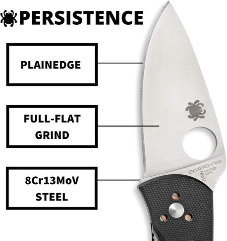 Spyderco Persistence Value Knife with 2.77" Stainless Steel Blade and Durable Black G-10 Handle - PlainEdge - C136GP in Saudi Arabia
