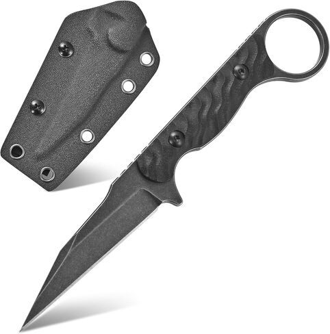 Gtkii GTK341 Fixed Blade Knife K110 Steel Blade G10 Handle Full Tang EDC Tool Knifes for Outdoor Camping Adventure(Black) in Kuwait