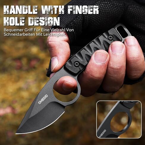 Omesio Neck Knife, Small Fixed Blade Knife, 1.97" 8Cr13MoV Steel, Black in Saudi Arabia