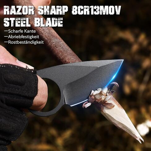 Omesio Neck Knife, Small Fixed Blade Knife, 1.97" 8Cr13MoV Steel, Black in Saudi Arabia