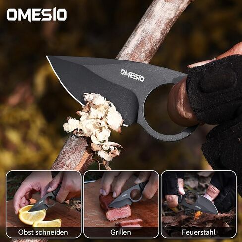Omesio Neck Knife, Small Fixed Blade Knife, 1.97" 8Cr13MoV Steel, Black in Saudi Arabia