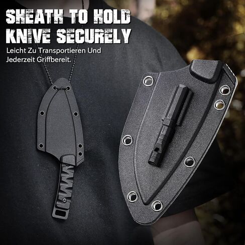 Omesio Neck Knife, Small Fixed Blade Knife, 1.97" 8Cr13MoV Steel, Black in Saudi Arabia