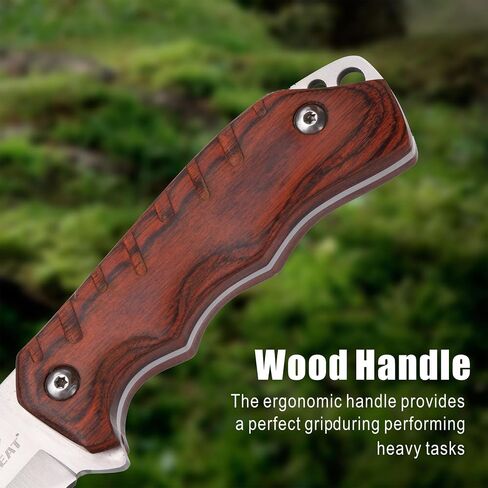 REAT Fixed Blade Knife with Sheath,3.5" 440C Stainless Steel Blade with Gut Hook Design,Ergonomic Wood Handle,Sharp Bushcraft Knife,Hunting Knife for Camping,Hiking,Survival,Skining,Gifts for Men,Women in Kuwait