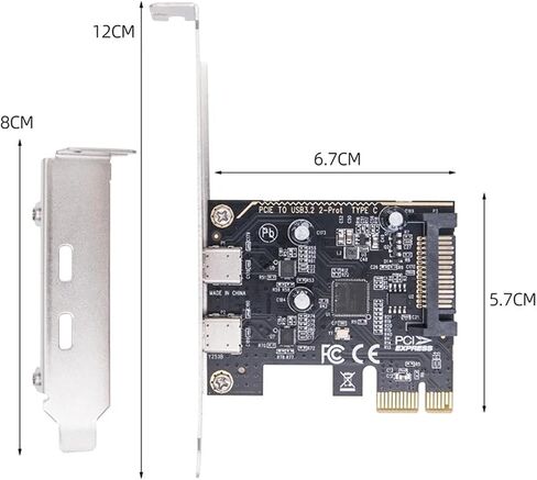 بطاقة PCIe x1 ASM1042 Dual USB3.2 Gen1 بسرعة 5 جيجابت في الثانية من النوع C in Kuwait