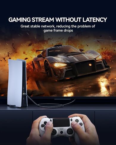 SAMZHE Cat 8 Ethernet Cable 50FT High Speed Braided Network Cord 40Gbps 2000Mhz Cat8 RJ45 Connectors Shielded LAN Cables Indoor Outdoor Compatible for Gaming PS5 Router Modem PC Xbox 50 ft in Kuwait