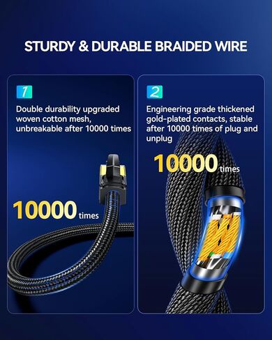 SAMZHE Cat 8 Ethernet Cable 50FT High Speed Braided Network Cord 40Gbps 2000Mhz Cat8 RJ45 Connectors Shielded LAN Cables Indoor Outdoor Compatible for Gaming PS5 Router Modem PC Xbox 50 ft in Kuwait