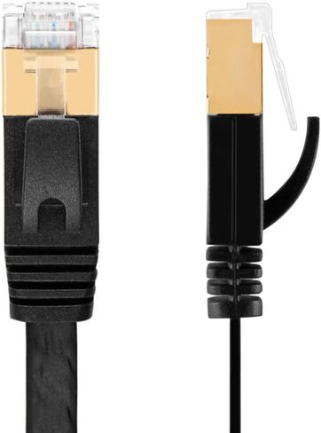 Cat7 Ethernet Flat Patch Network Cable 50 ft Shielded Gold Plated 10Gbps 600Mhz in Kuwait