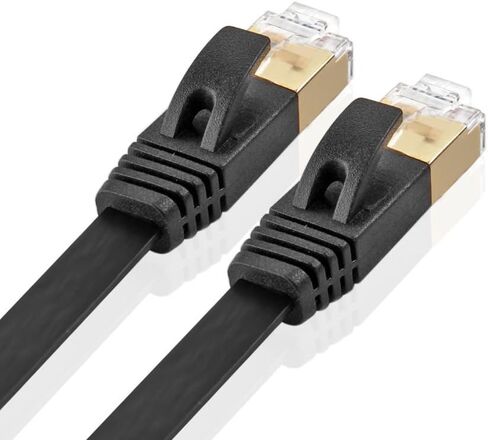 Cat7 Ethernet Flat Patch Network Cable 50 ft Shielded Gold Plated 10Gbps 600Mhz in Kuwait