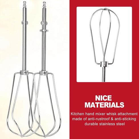 2 Pack Stainless Steel Hand Mixer Beaters, Universal Replacement Attachments for Most Electric Handheld Mixers, Durable Whisk Accessories for Easy Baking, Mixing Eggs, Cream and Dough in Kuwait