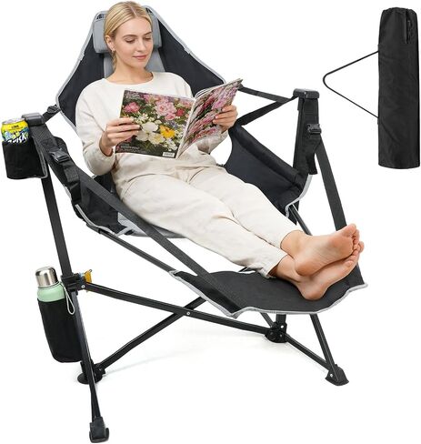 Suteck Hammock Camping Chair with Footrest,500LBS Oversized Swinging Chairs in Kuwait