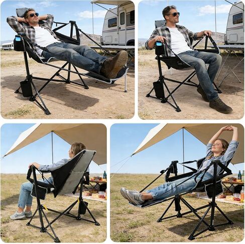 Suteck Hammock Camping Chair with Footrest,500LBS Oversized Swinging Chairs in Kuwait