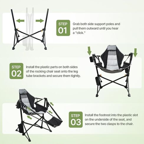 Suteck Hammock Camping Chair with Footrest,500LBS Oversized Swinging Chairs in Kuwait