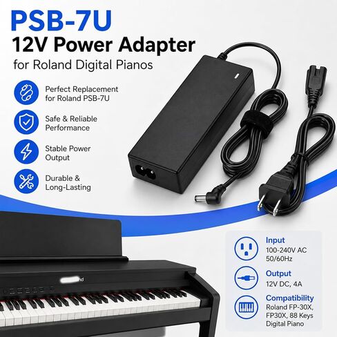 12V AC/DC Charger Compatible with Roland PSB-7U FP-30X FP-90X in Saudi Arabia