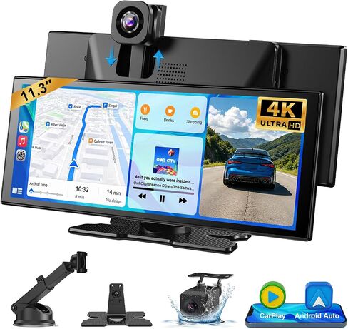 ESSGOO شاشة CarPlay لاسلكية مقاس 11.3 بوصة وشاشة Android Auto للسيارة المزودة بكاميرا مزدوجة in Kuwait