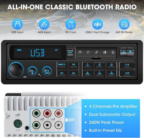 Retro Single Din Car Stereo: European Vintage Radio for Classic Vehicles in Kuwait