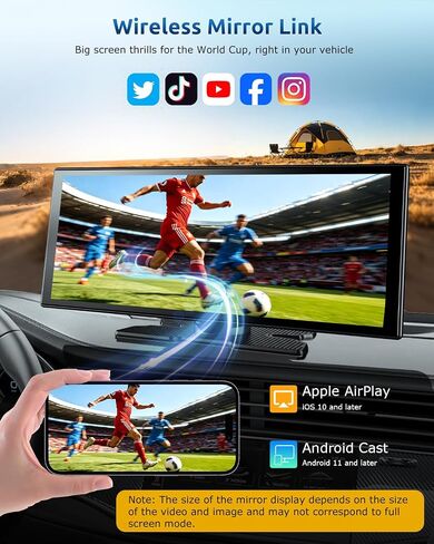 ESSGOO شاشة CarPlay لاسلكية مقاس 11.3 بوصة وشاشة Android Auto للسيارة المزودة بكاميرا مزدوجة in Kuwait