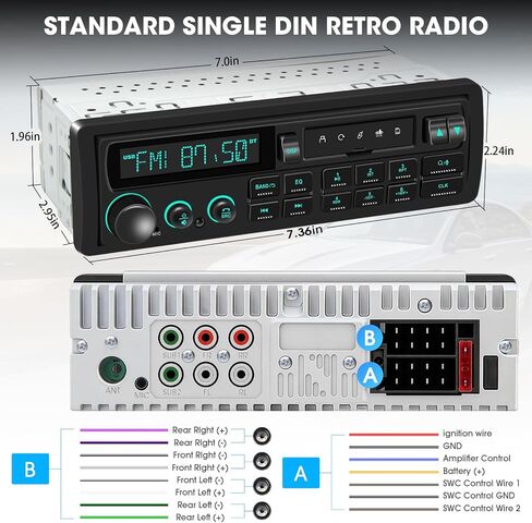 Retro Single Din Car Stereo: European Vintage Radio for Classic Vehicles in Kuwait