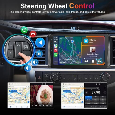 [8core 4+64G] 10 inch Car Radio Stereo for Toyota Highlander 2014-2019 CarPlay, Head Unit with Wireless Carplay & Android Auto, Support GPS/WiFi/Bluetooth/SWC, FM, Backup Camera in Kuwait