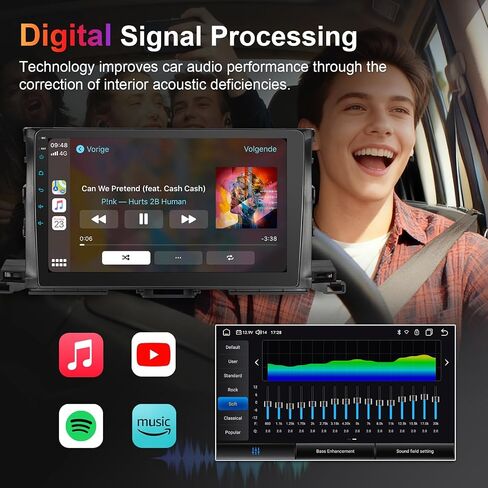 [8core 4+64G] 10 inch Car Radio Stereo for Toyota Highlander 2014-2019 CarPlay, Head Unit with Wireless Carplay & Android Auto, Support GPS/WiFi/Bluetooth/SWC, FM, Backup Camera in Kuwait