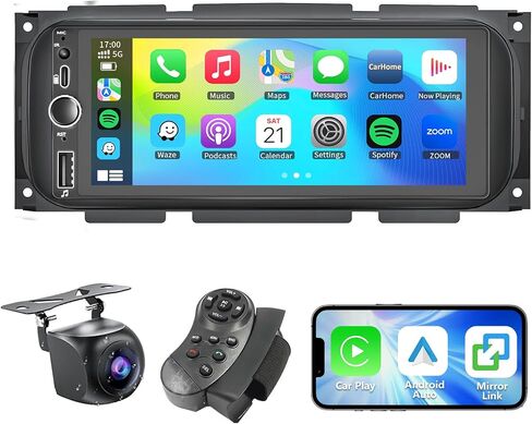 راديو سيارة Plug&Play 4+64G Android 15 لسيارة Dodge Ram 1500/2500/3500/4000 2002-2006، لسيارة Jeep Grand Cherokee 1999-2004، لسيارة Wrangler 2003-2006 CarPlay Android Auto 6.9 بوصة IPS شاشة تعمل باللمس مع كاميرا احتياطية in Kuwait