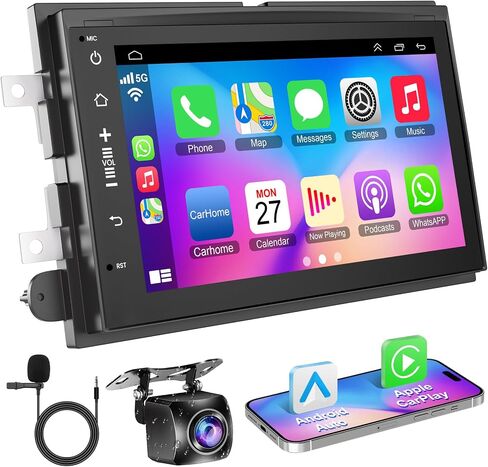 8-core+64G Car Radio for Ford F150/F250/F350 2004-2014, 7 Inch QLED Touchscreen Stereo Support Carplay & Android Auto Bluetooth/Voice Control/GPS/WiFi/Back-up Camera/SWC/FM, Android 15 in Saudi Arabia