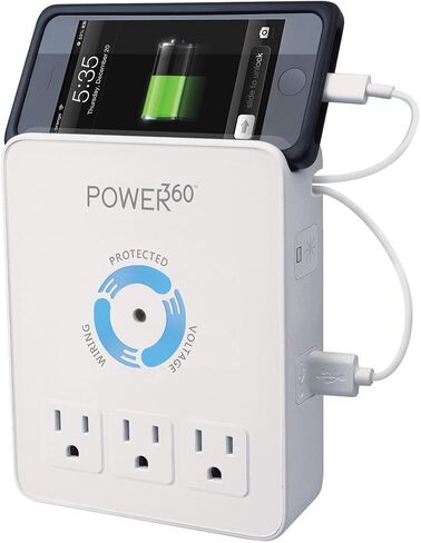 Panamax P360 Dock 6-Outlet Wall Tap/Charging Station, White, 6.8" x 2.9" x 5" in Kuwait
