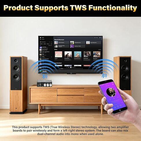 2 حزمة XY-T2001P لوحة AMP بلوتوث أحادية مع TWS، مدخل مضخم صوت السيارة 200 وات 12-30 فولت لوحة مضخم الصوت المنزلي ذات الجهد العريض، تدعم مدخل AUX/USB/بلوتوث لمكبر الصوت المنزلي، صوت السيارة DIY in Kuwait