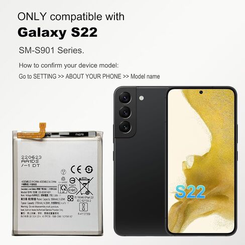 New Cellphone Replacement Battery Compatible with Galaxy S22 SM-S901U/U1/B/F EB-BS901ABY, with Toolkit & Repair Guide in Saudi Arabia