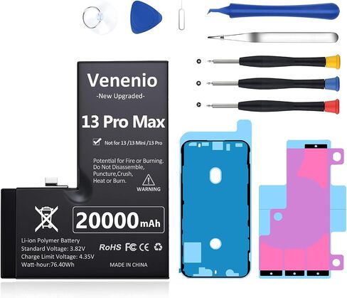 [20000mAh] Battery for iPhone 13 Pro Max, 2026 New Upgrade High Capacity Replacement Battery for iPhone 13 Pro Max Models A2643 A2484 A2641 A2644 A2645 with Complete Repair Tool kit in Saudi Arabia