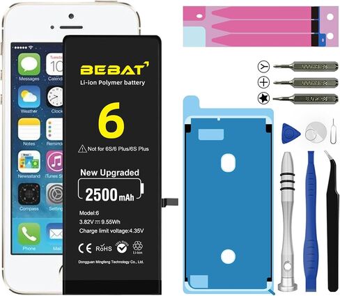 Replacement for iPhone 6 Battery, 2500mAh High Capacity Li-ion Polymer Replacement Battery for Model A1586, A1589, A1549 with Professional Repair Tool Kits in Kuwait