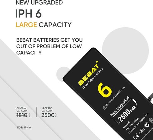 Replacement for iPhone 6 Battery, 2500mAh High Capacity Li-ion Polymer Replacement Battery for Model A1586, A1589, A1549 with Professional Repair Tool Kits in Kuwait