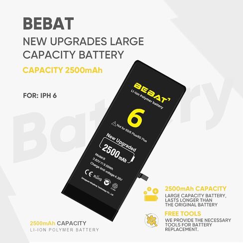 Replacement for iPhone 6 Battery, 2500mAh High Capacity Li-ion Polymer Replacement Battery for Model A1586, A1589, A1549 with Professional Repair Tool Kits in Kuwait
