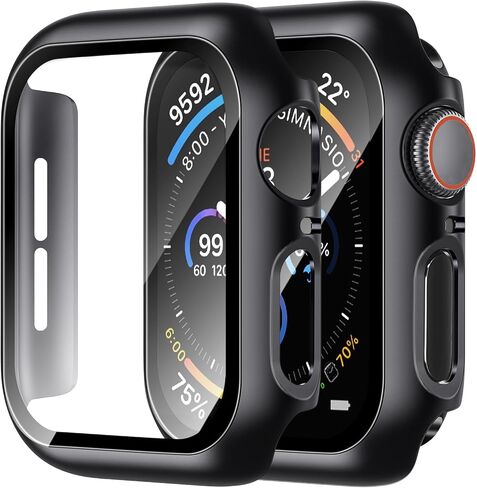 2 Pack Case for Apple Watch Screen Protector SE 3(2025) SE 2/SE/Series 4 5 6 44mm with Tempered Glass | Slim Guard Bumper | Full Coverage Hard PC Protective Cover | Compatible iWatch 44mm in Saudi Arabia