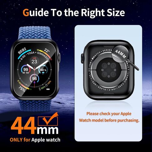 2 Pack Case for Apple Watch Screen Protector SE 3(2025) SE 2/SE/Series 4 5 6 44mm with Tempered Glass | Slim Guard Bumper | Full Coverage Hard PC Protective Cover | Compatible iWatch 44mm in Saudi Arabia