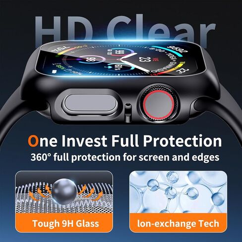 2 Pack Case for Apple Watch Screen Protector SE 3(2025) SE 2/SE/Series 4 5 6 44mm with Tempered Glass | Slim Guard Bumper | Full Coverage Hard PC Protective Cover | Compatible iWatch 44mm in Saudi Arabia