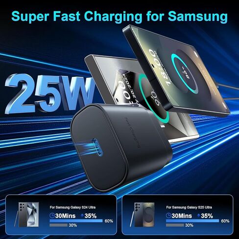 Type C Charger Fast Charging,4 Pack 25W USB C Charger Block with 6FT Fast Charging Cable Compatible with Galaxy S25 Ultra/S25/S25+/S24+/S24 Ultra/S24/S24+/S23 Ultra/S22 Ultra/S21 in Saudi Arabia