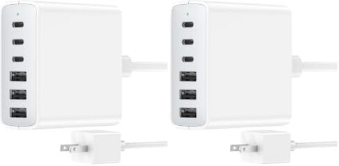 USB C Fast Charger Block, 100W 6 Ports Charging Station Hub for iPhone 16 15 14 13 Pro Max, iPad Pro Air Mini, Galaxy, for Air-pods 4, Pro 2, 25W PPS Type C Wall Charger with LED, 5ft Cord in Kuwait