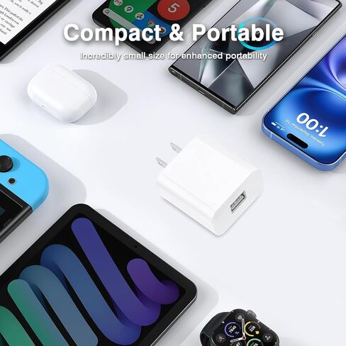 USB Wall Charger 5V 2A 10W Charger Power Adapter, Fast Charging USB Block, Charging Plug Block Cube, Wall Plug for iPhone 17 16 15, iPad, Phone,Speaker ,Sumsung, Android, Kindle Tablet & More -White in Saudi Arabia
